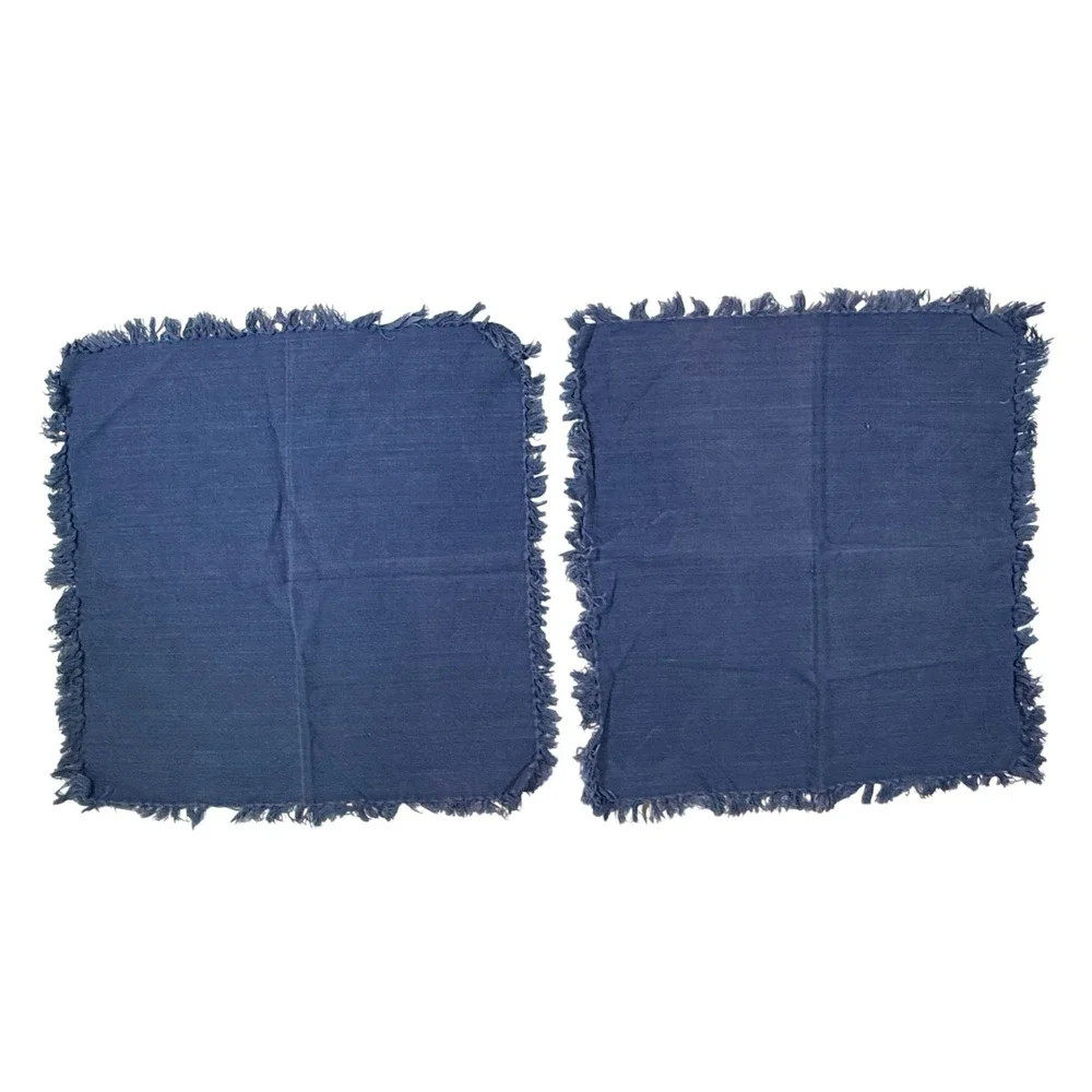 VTG Blue Fringed Cloth Napkins 17